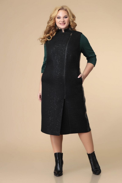 Жилет, платье Romanovich Style 3-2212 черный\зеленый - фото 1