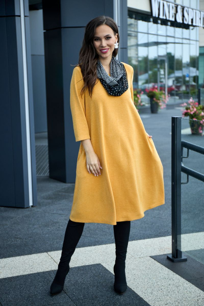 Платье, шарф Anastasia 495+шарфик горчица - фото 1