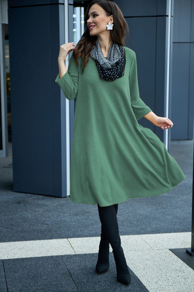 Платье, шарф Anastasia 495+шарфик мятно-зеленый - фото 1
