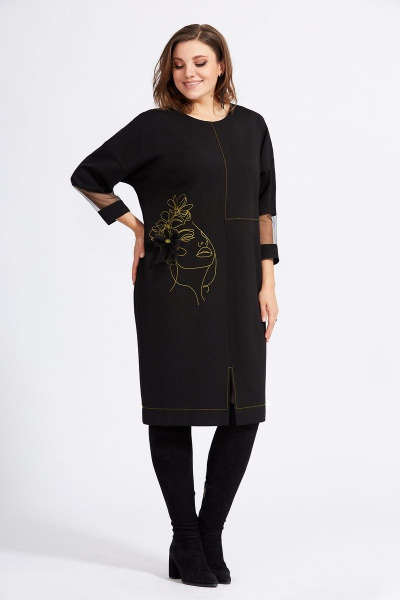 Платье Милора-стиль 942 черный+желтый - фото 1