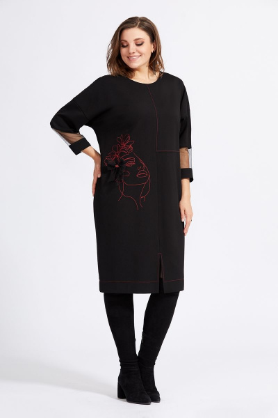 Платье Милора-стиль 942 черный+красный - фото 1