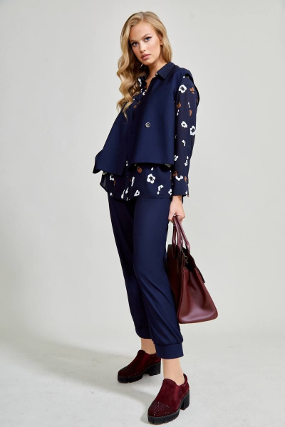 Блуза Teffi Style L-1597 синий - фото 6