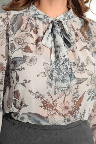 Блуза LeNata 11589 на-бежевом-цветы - фото 3