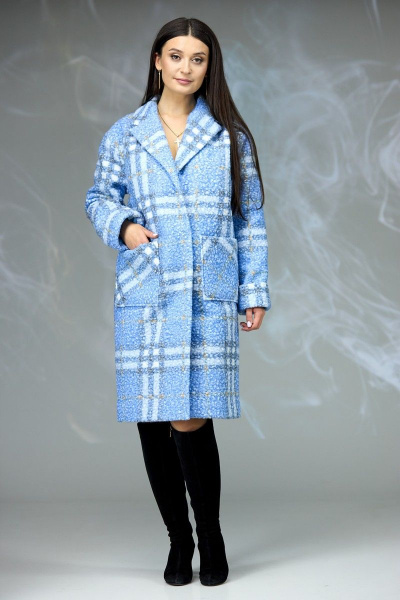 Пальто Angelina & Сompany 603 голубая_клетка - фото 1