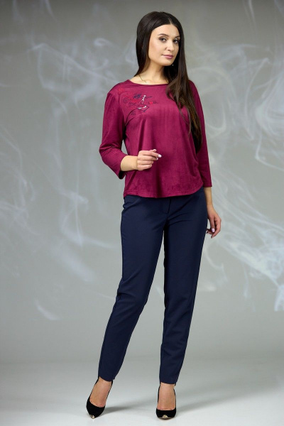 Блуза, брюки Angelina & Сompany 617/1 бордо_темно-синий - фото 1