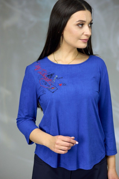 Блуза, брюки Angelina & Сompany 617/2 синий-темно-синий - фото 4