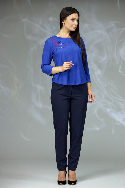 Блуза, брюки Angelina & Сompany 617/2 синий-темно-синий - фото 1