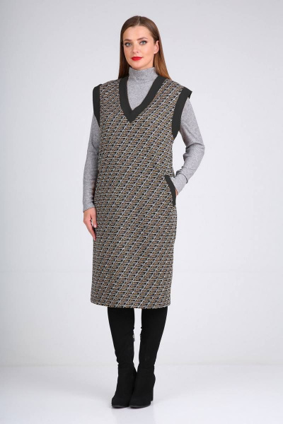 Джемпер, платье Viola Style 5492 серый_-_черный - фото 1