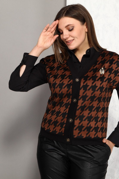Жилет, рубашка Karina deLux М-9936К коричнево-черный - фото 2
