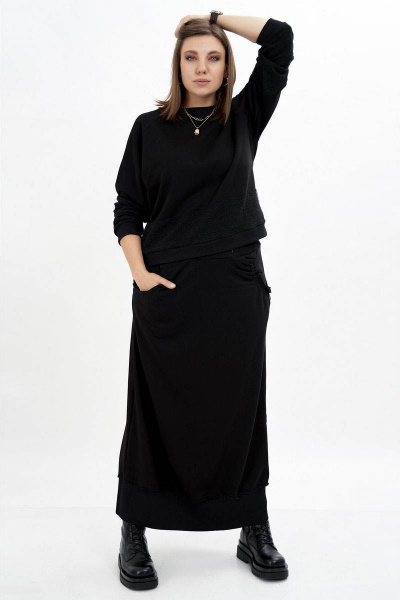 Свитшот, юбка GRATTO 1116 черный - фото 1
