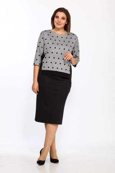 Джемпер, юбка Lady Style Classic 1374/4 черный-серый - фото 1