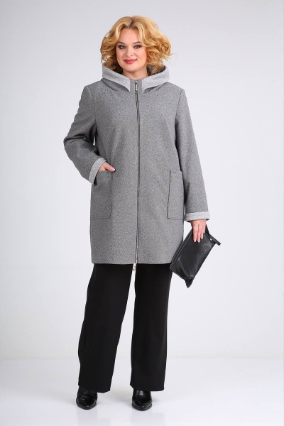 Пальто Viola Style 6043 серый_меланж - фото 2