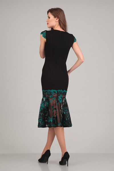 Платье Арита-Denissa 1120 черный+зеленый - фото 2