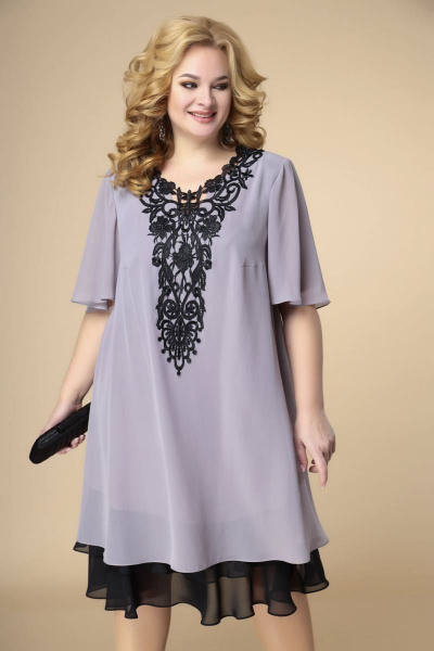 Платье Romanovich Style 1-2231 серый/черный - фото 2
