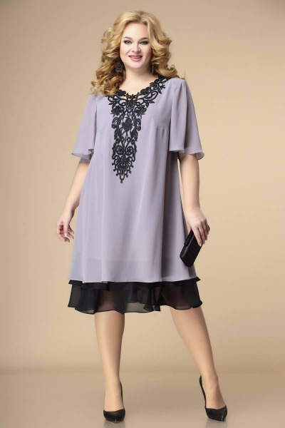 Платье Romanovich Style 1-2231 серый/черный - фото 1