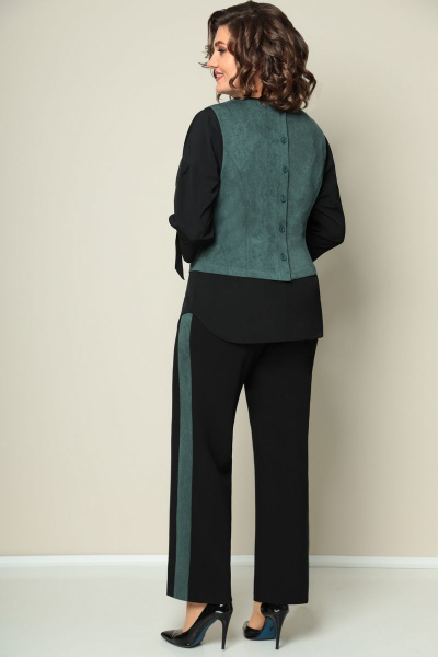 Блуза, брюки, жилет VOLNA 1203 мятно-зеленый+черный - фото 3