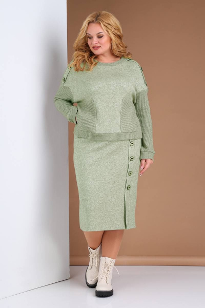 Джемпер, юбка Viola Style 2669 зеленый - фото 1