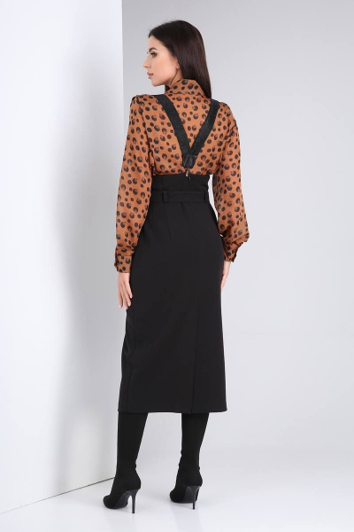 Блуза, юбка Viola Style 2675 коричневый_-_черный - фото 4