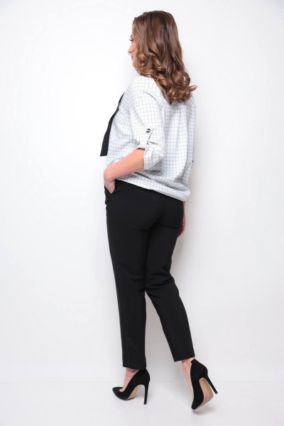 Блуза, брюки Michel chic 1269 белый/черный/клетка - фото 4