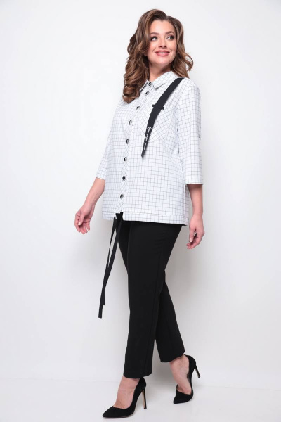 Блуза, брюки Michel chic 1269 белый/черный/клетка - фото 2
