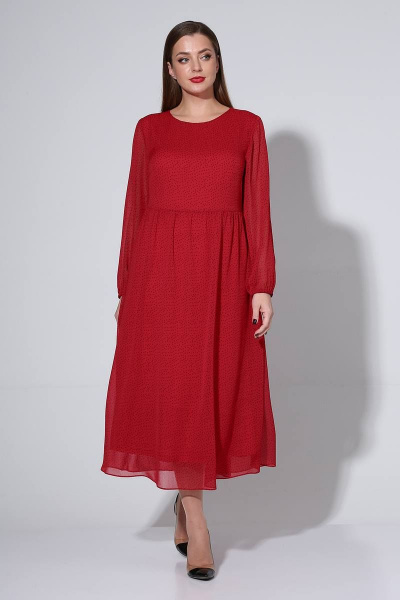 Жилет, платье Liona Style 813 красный/горох - фото 4