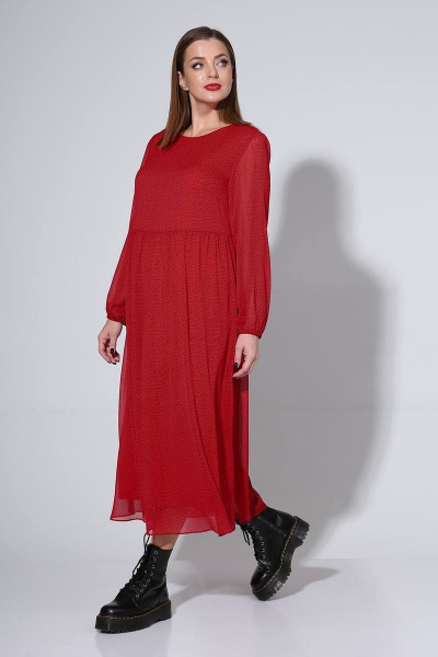 Жилет, платье Liona Style 813 красный/горох - фото 5