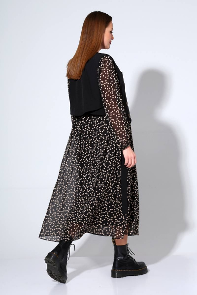 Жилет, платье Liona Style 813 черный/горох - фото 5
