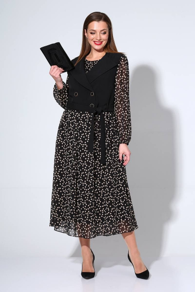 Жилет, платье Liona Style 813 черный/горох - фото 2