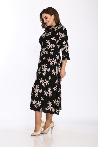 Платье Lady Style Classic 2051/3 черный_бежевый_цветы - фото 4