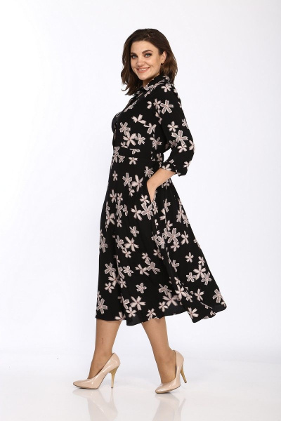 Платье Lady Style Classic 2051/3 черный_бежевый_цветы - фото 3