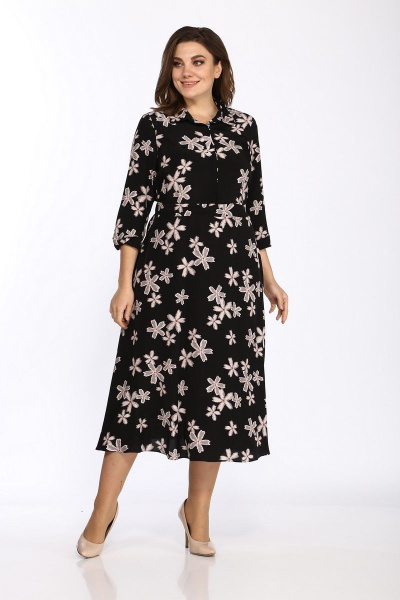 Платье Lady Style Classic 2051/3 черный_бежевый_цветы - фото 2