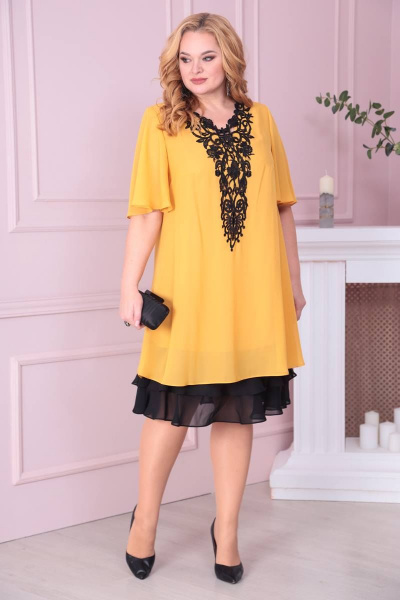 Платье Romanovich Style 1-2231 горчица/черный - фото 6
