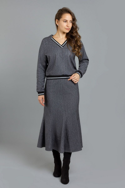 Джемпер, юбка Mirolia 995 серый - фото 1