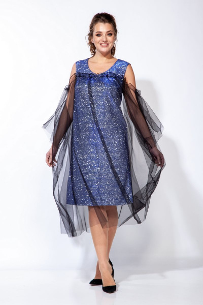 Платье Belinga 1163 голубой/черный - фото 5