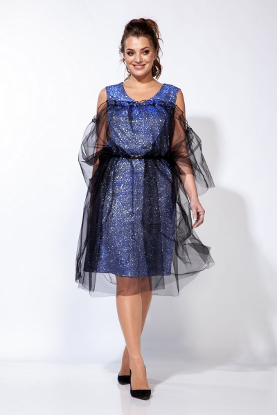 Платье Belinga 1163 голубой/черный - фото 3