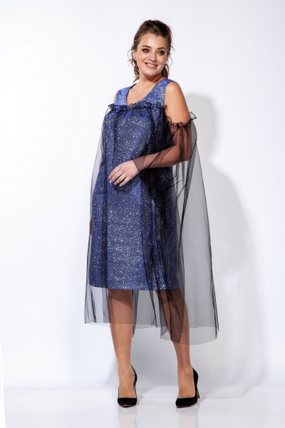 Платье Belinga 1163 голубой/черный - фото 1