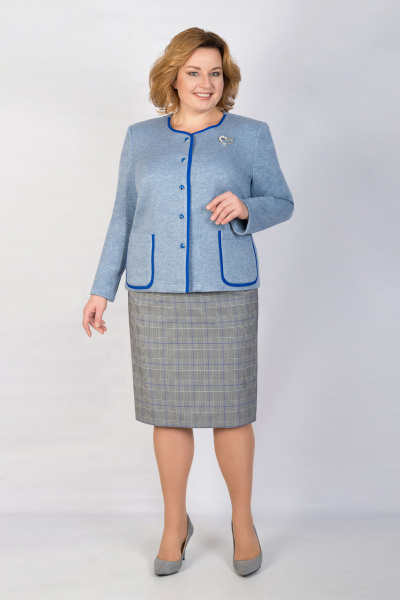 Жакет, юбка TrikoTex Stil 1855 голубой - фото 1