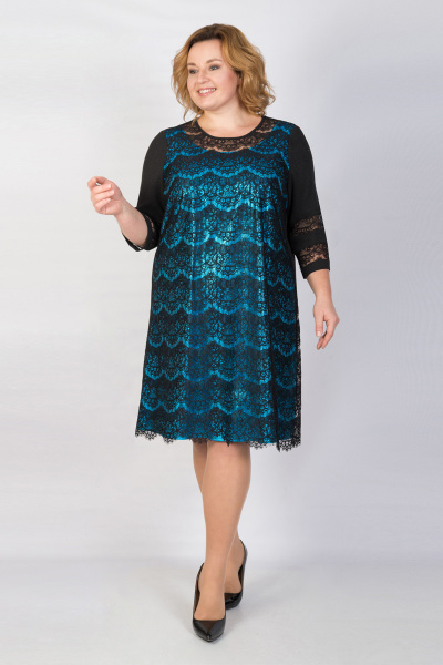 Платье TrikoTex Stil 1864 черный/голубой - фото 1