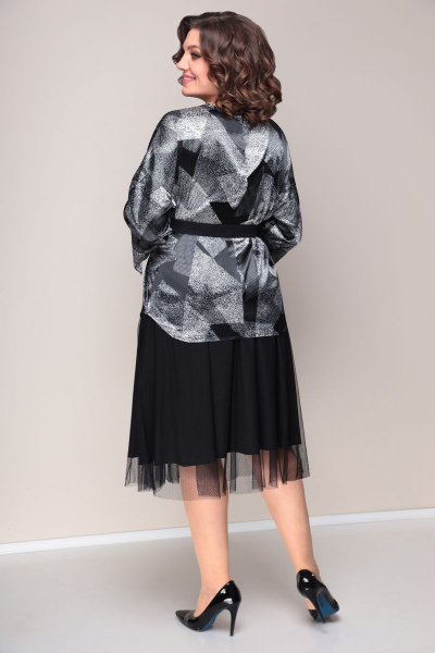 Блуза, юбка VOLNA 1151 черно-серебряный - фото 3