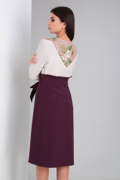 Блуза, юбка Viola Style 2676 нежно-розовый_-_ежевика - фото 3