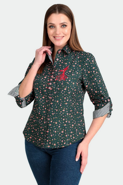 Блуза Таир-Гранд 62301 темно-зеленый - фото 1