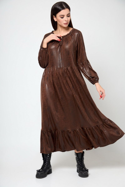 Платье БелЭкспози 1501-1 коричневый - фото 1