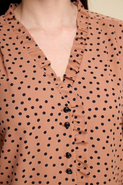 Блуза DaLi 2583 коричневый-горохи - фото 2