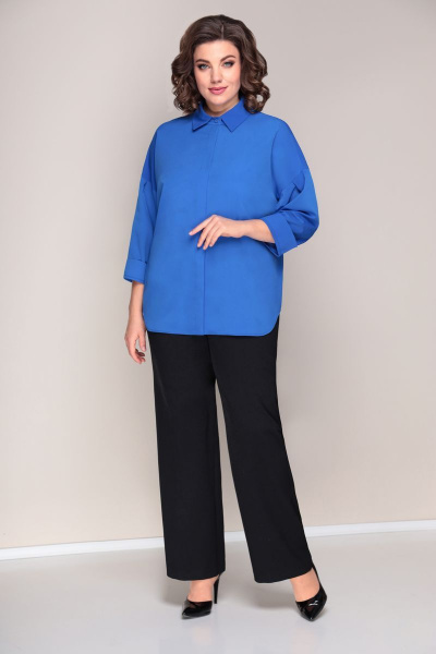 Блуза, брюки, жилет VOLNA 1223 сине-черный - фото 4
