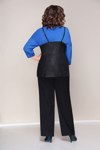 Блуза, брюки, жилет VOLNA 1223 сине-черный - фото 3