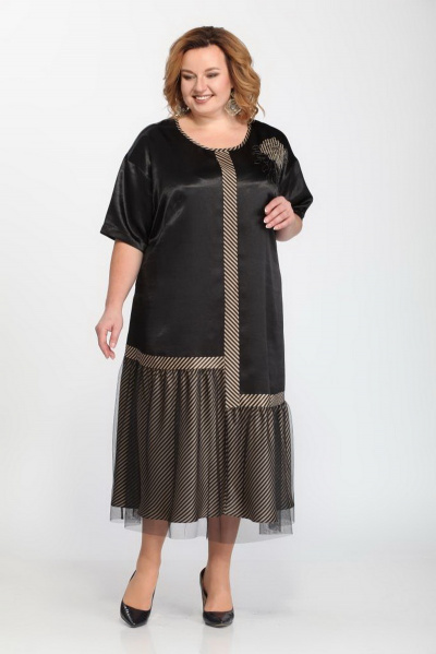 Платье Djerza 1449 черный+беж - фото 2