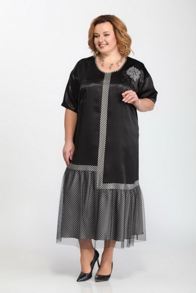 Платье Djerza 1449 черный+серый - фото 2