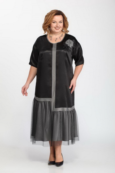 Платье Djerza 1449 черный+серый - фото 1