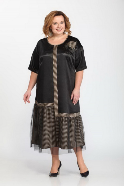 Платье Djerza 1449 черный+беж - фото 1