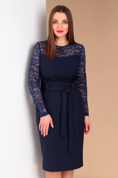 Платье Liona Style 677 темно-синий - фото 2